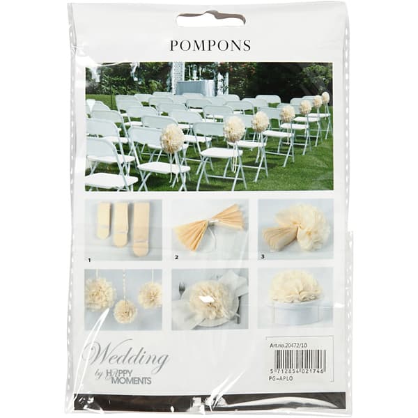 Pompom 3-pack Creme - Happy Moments