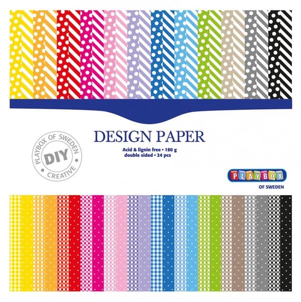 Paperpad 12´x12´ - Prickar & Ränder - 24 ark