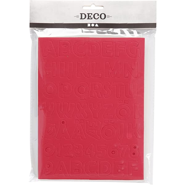 Dekorgummi - Bokstäver - Siffror - 5 ark - 15x21 cm