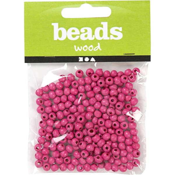 Träpärlor - 5 mm - Rosa - 6 g - ca 150 st