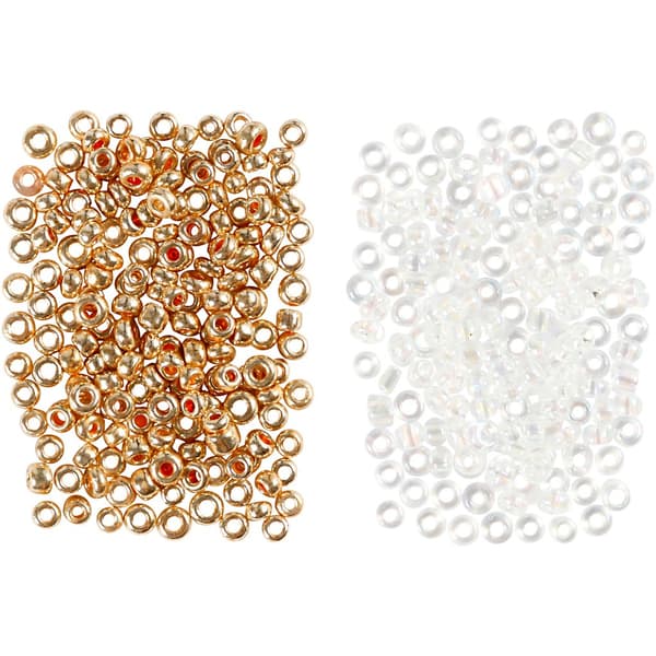 Seed Beads - 1,7 mm - Vit / Rosaguld - 2x7 gram