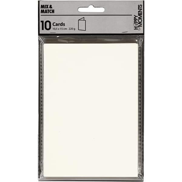 Kort A6 - Råvit - 10,5x15 cm - 10 st