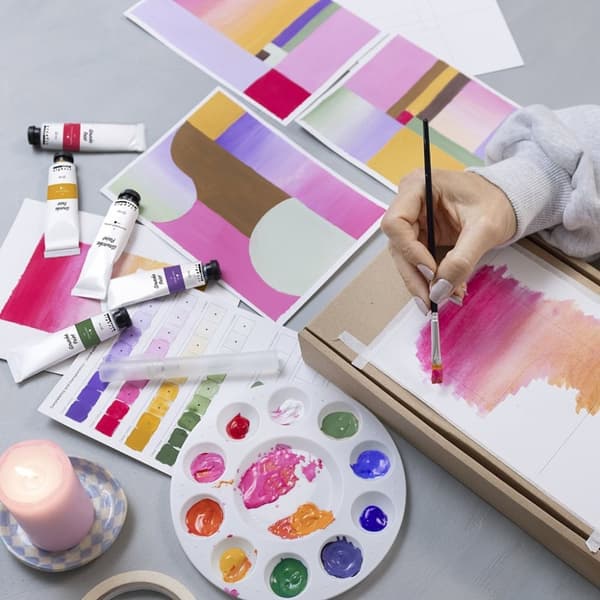 DIY Kit Gouachefärg - 4 Målningar - Komplett Startkit