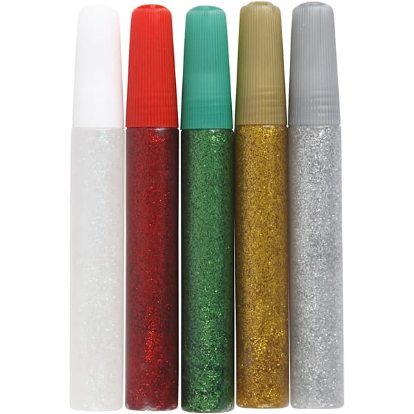 Glitterlim - 10 ml - mixade bas färger - 5 st