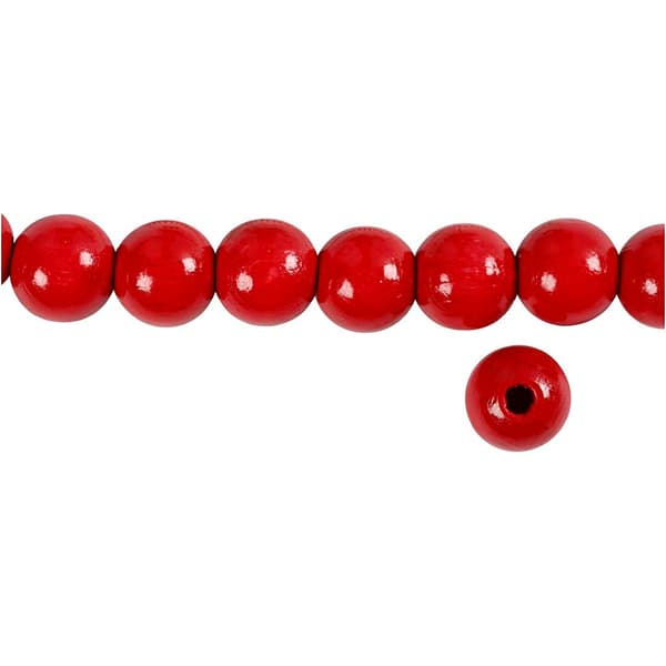 Träpärlor - 12 mm - Röd - 22 g - ca 40 st