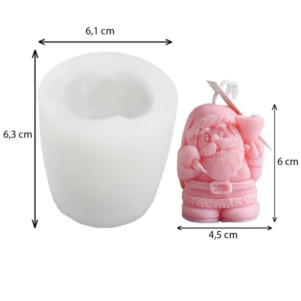 Silikonform Ljusformar - Liten Tomte Med Julklocka - H: 6 cm