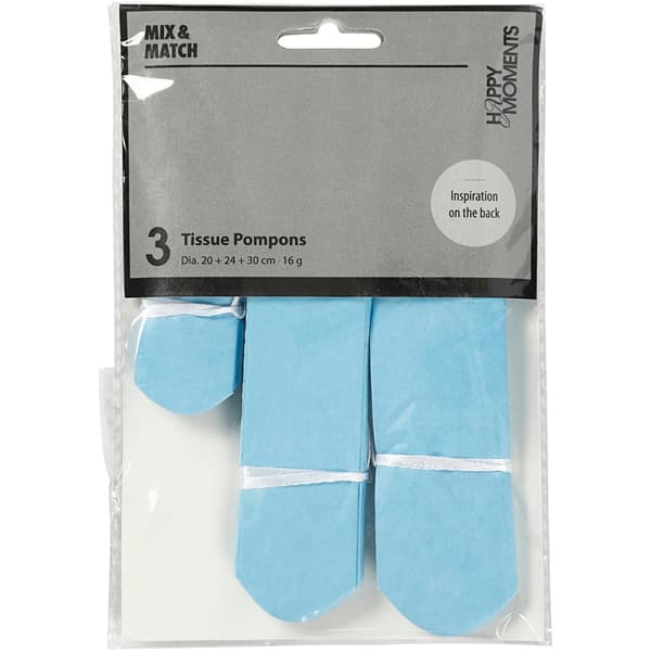 Papperspompomer - Ljusturkos - 3 st