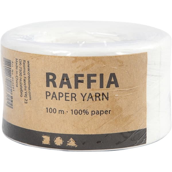 Pappersgarn - Vit - 100 m - Raffia