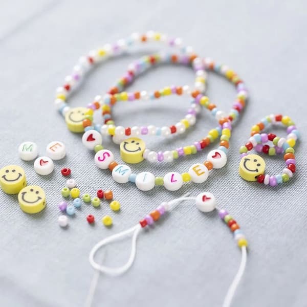 Mini DIY Kit Smycken - Elastiskt armband och ring - Smile