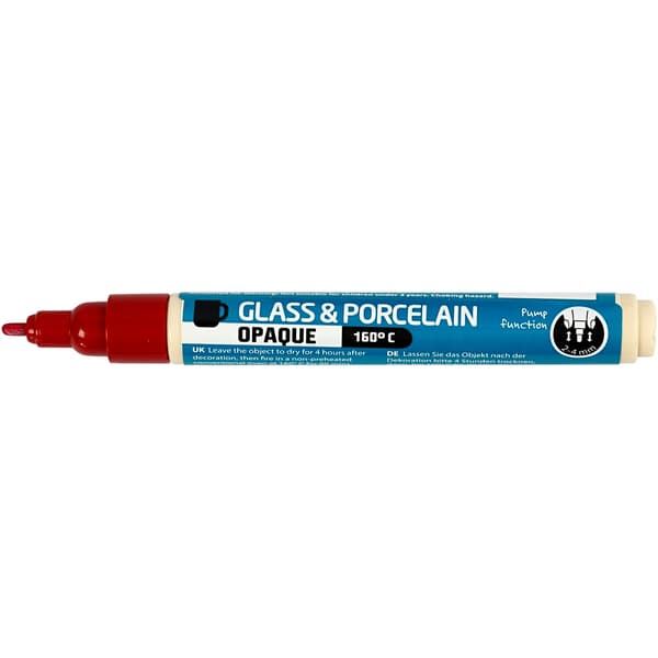 Porslin - Glaspenna - Täckande Röd 2-4 mm