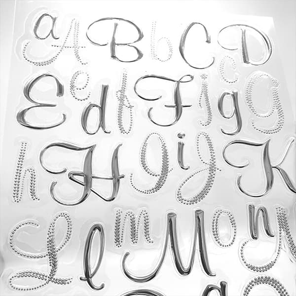 Alfabet Stickers Sticko - 2 ark - Silver Foil Script Small
