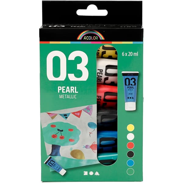A-color Pearl Metallic - Akrylfärg Basfärger - 6 st x 20 ml