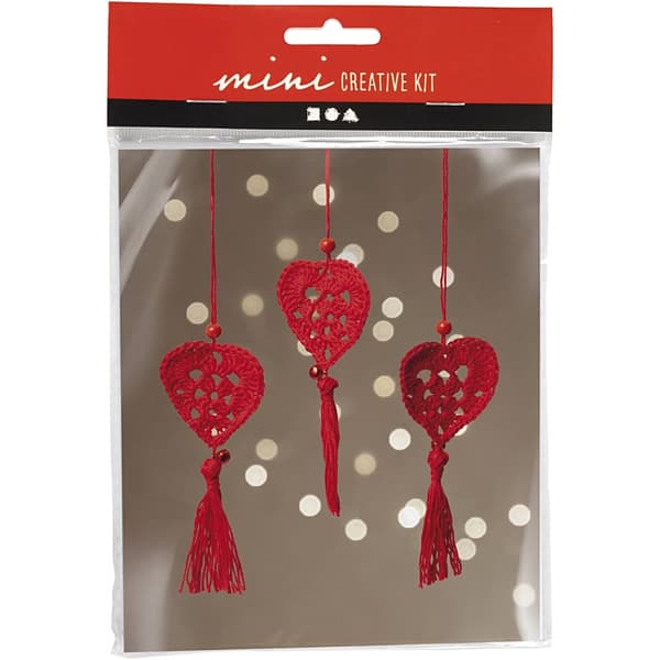 Mini DIY Kit - Virka Röda Hjärtan - Julpyssel