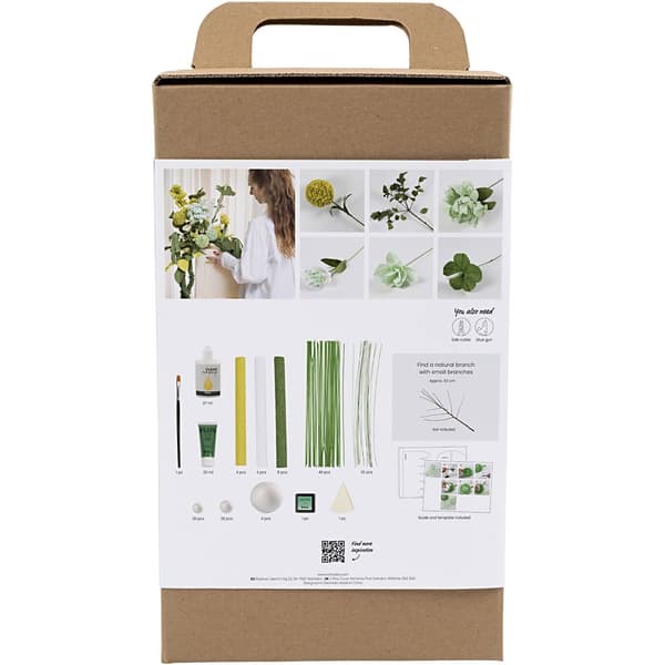 DIY Pysselkit Kräppapper - Blommor i Gröna Nyanser