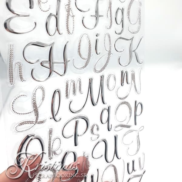 Alfabet Stickers Sticko - 2 ark - Silver Foil Script Small