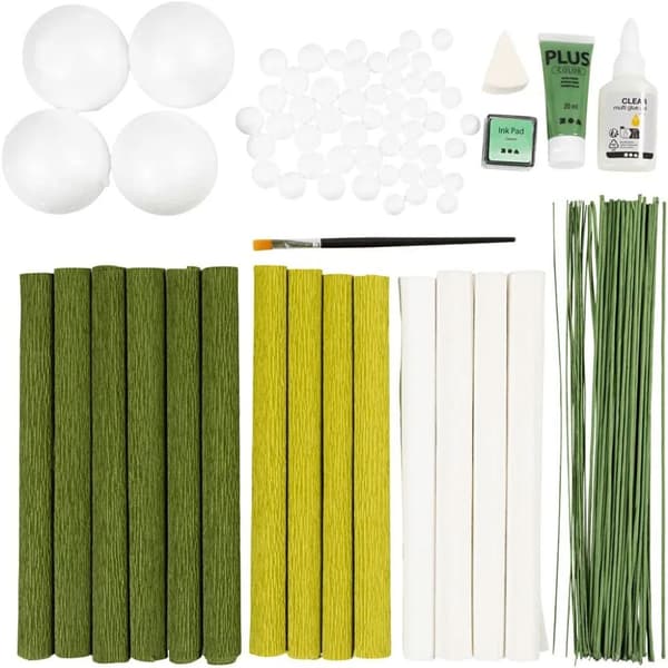 DIY Pysselkit Kräppapper - Blommor i Gröna Nyanser
