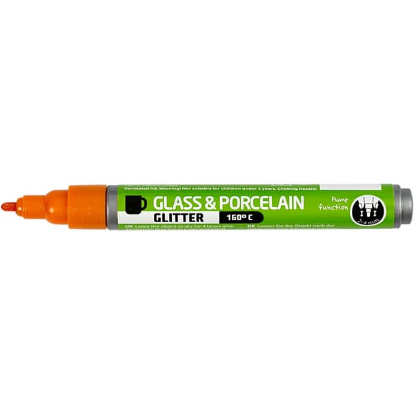 Porslin - Glaspenna - Opaque Glitter Orange 2-4 mm