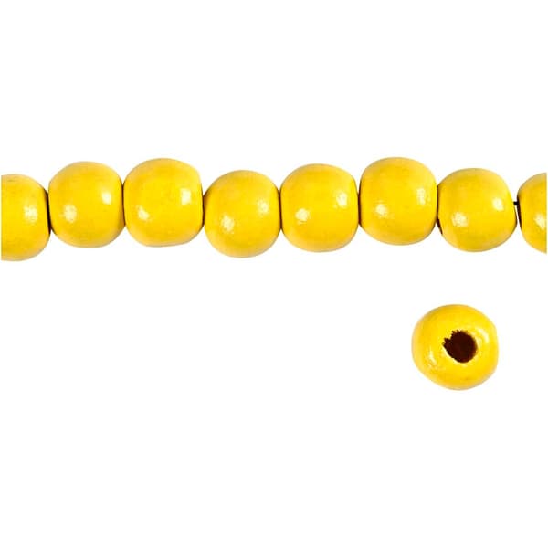 Träpärlor - 12 mm - Gul - 22 g - ca 40 st