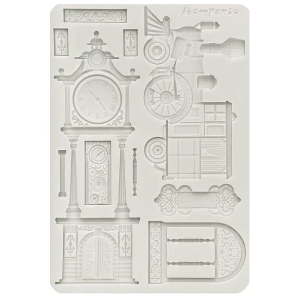Silicon Mould A5 - Gardens of Time - Train and Longcase Clock