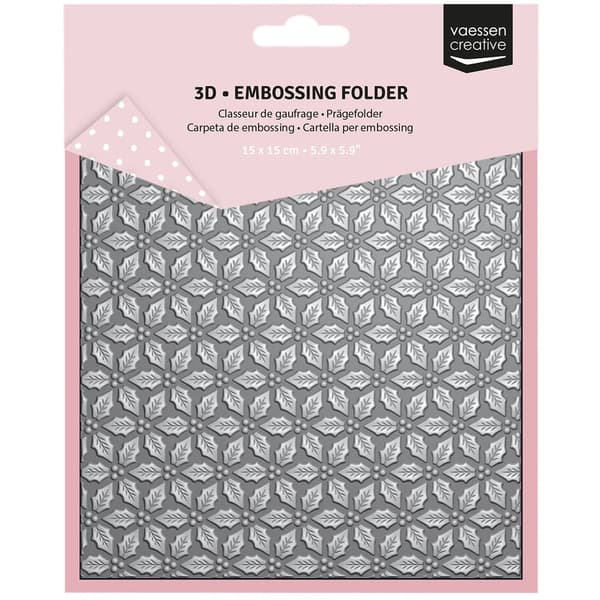 Embossing Folder 3D - 15x15 cm - Holly Leaves - Vaessen