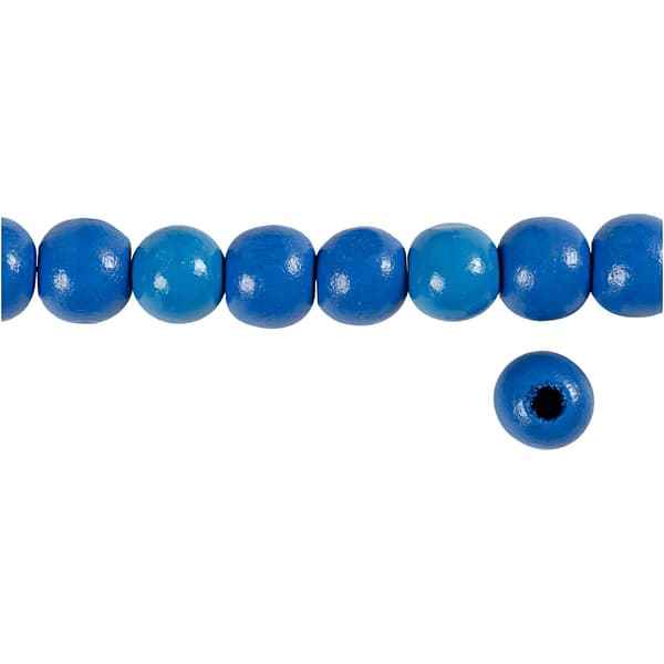 Träpärlor - 12 mm - Blå - 22 g - ca 40 st
