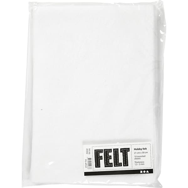 Hobbyfilt - A4 21x30 cm - Vit - 10 ark