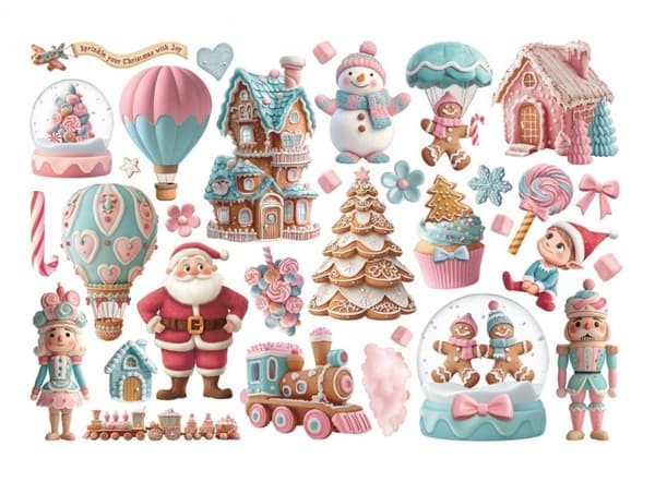 Die Cuts Stamperia Ephemera - Candy Christmas - 32 st