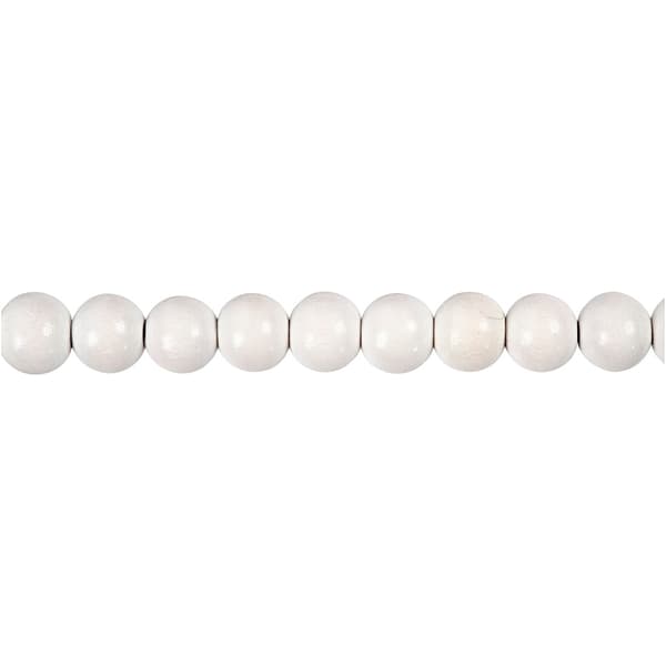 Träpärlor - 8 mm - Vit - 15 g - ca 80 st