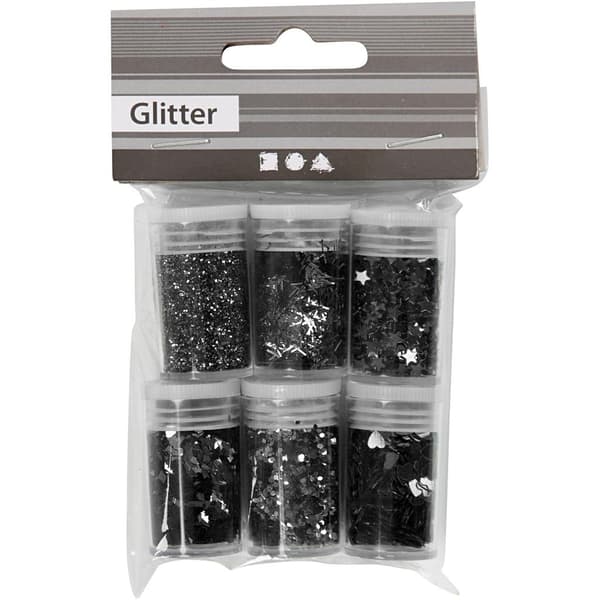 Glitter och paljetter - Svart - 6x5g