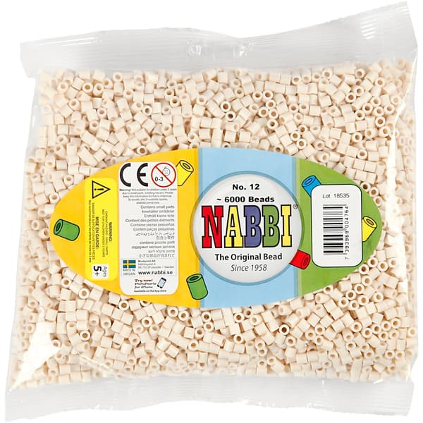 Nabbi Pärlor 6000 st - Ljusbeige nr 12 - Medium