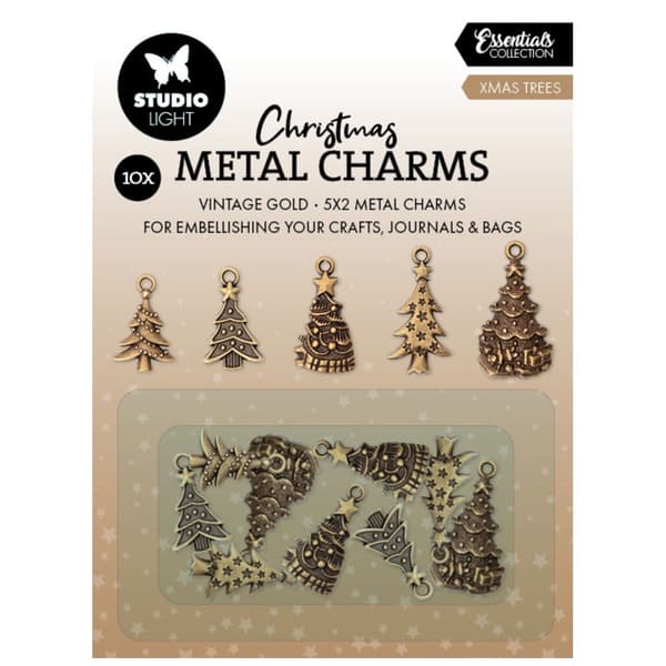 Metal Charms Berlocker - Julgranar 10 st - Studio Light