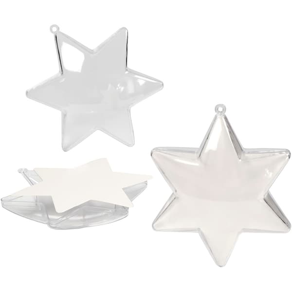 Dekostjärna - H: 10 cm - Transparent - 5 st