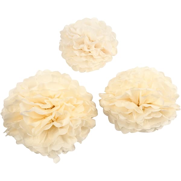 Pompom 3-pack Creme - Happy Moments