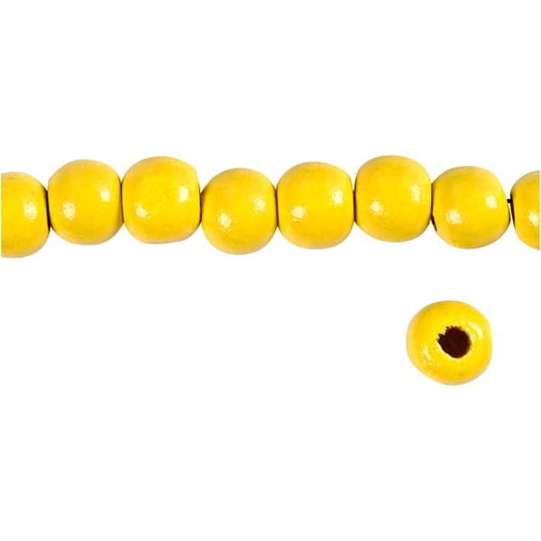 Träpärlor - 12 mm - Gul - 22 g - ca 40 st