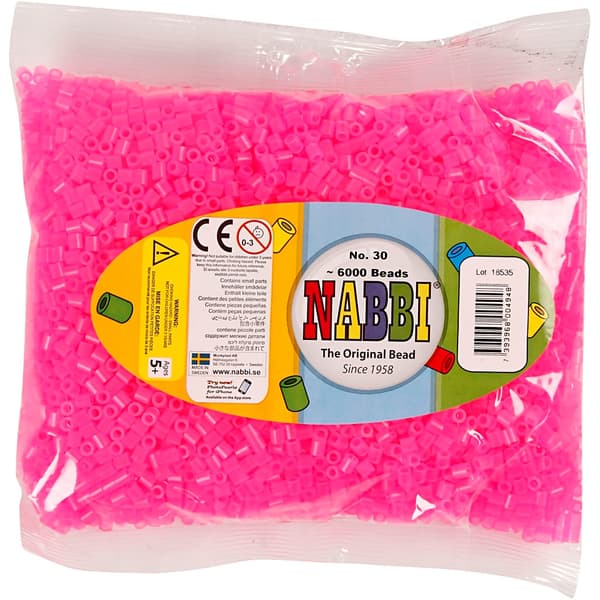 Nabbi Pärlor 6000 st - Neonrosa nr 30  - Medium