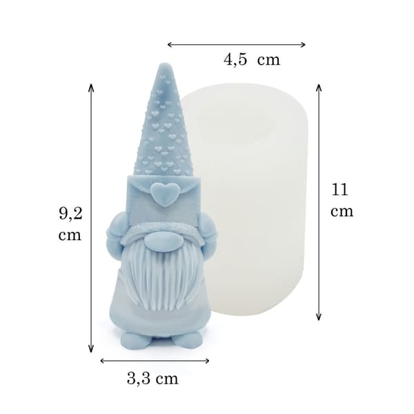 Silikonform Ljusformar - Tomte Med Brev - H: 9,2 cm