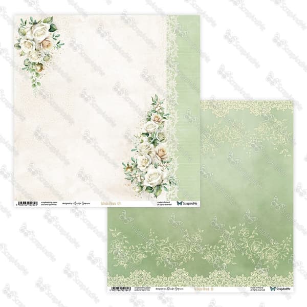 Paper Pack 12x12 Tum - White Roses - ScrapAndMe