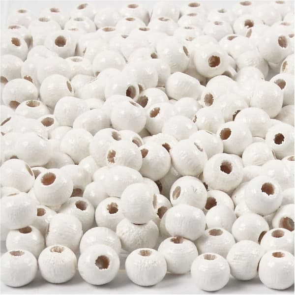 Träpärlor - 5 mm - Vit - 6 g - ca 150 st