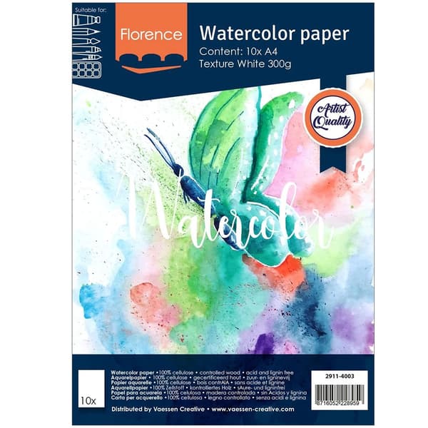 Akvarellpapper A4 - Texture White - 300g - 10 ark