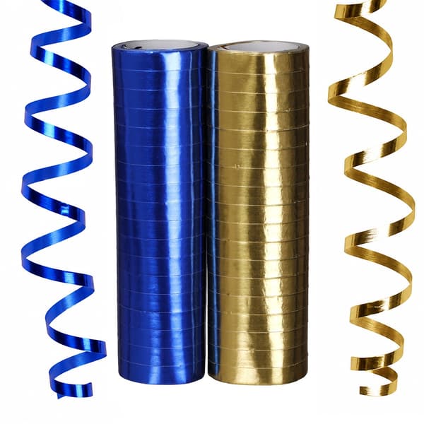 Serpentiner Metallic Folie - Guld & Blå - 2 st