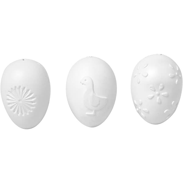 Påskägg - H: 6 cm - Vit - Embossad - Plast - 12 st