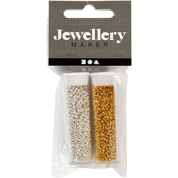 Seed Beads - 1,7 mm - Guld / Silver - 2x7 gram