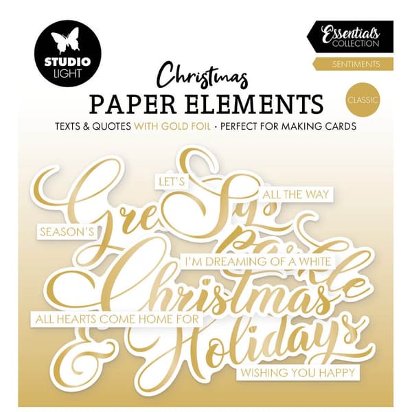 Paper Elements - Text & Quotes - Golden Christmas Sentiments - Studio Light