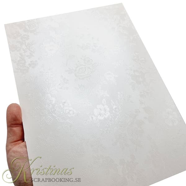 Papper A4 Embossat - Floral Off White - 20 ark - 220 g