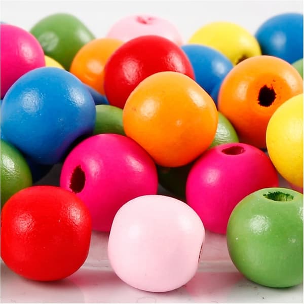 Träpärlor - 12 mm - 22 g - ca 40 st