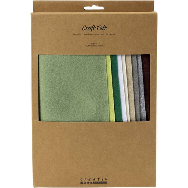 Hobbyfilt A4 - 10 st Naturfärger - Ark i Polyester