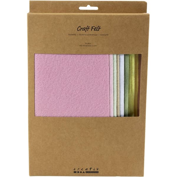 Hobbyfilt A4 - 10 st Pastellfärger - Ark i Polyester