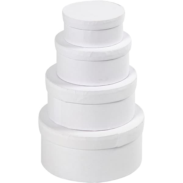 Runda Pappaskar  - Dia. 8 - 14 cm - Vit - 4 st