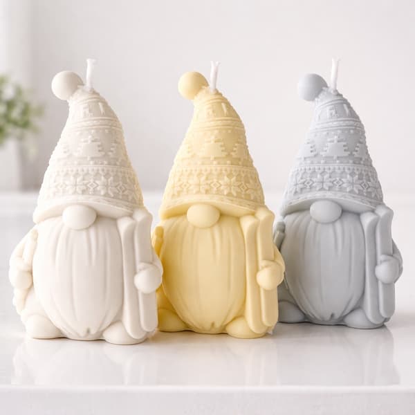 Silikonform Ljusformar - Tomte Med Skidor - H: 10 cm