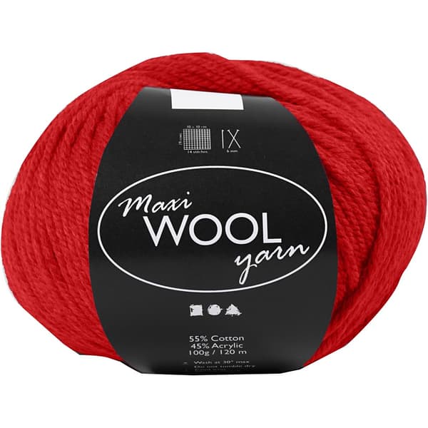 Maxi Wool Ullgarn - Röd - 100 g